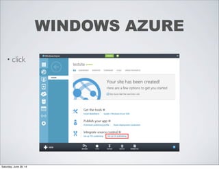 • click
WINDOWS AZURE
Saturday, June 28, 14
 