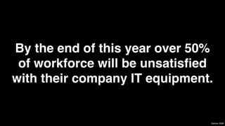 By the end of this year over 50%
 of workforce will be unsatisﬁed
with their company IT equipment.


                               Gartner 2008
 