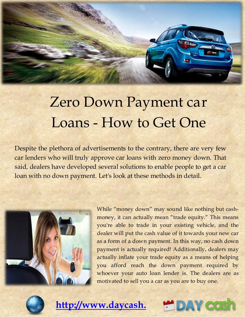 No down payment required zero down car loans