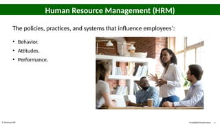 © McGraw Hill 5
Human Resource Management (HRM)
The policies, practices, and systems that influence employees’:
• Behavior.
• Attitudes.
• Performance.
©nd3000/Shutterstock
 
