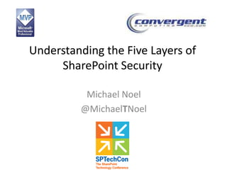 Understanding the Five Layers of
     SharePoint Security

          Michael Noel
         @MichaelTNoel
 