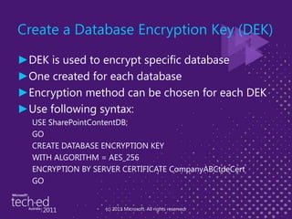 Protecting Your SharePoint Content Databases using SQL Transparent Data ...
