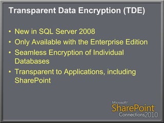 Transparent Data Encryption for SharePoint Content Databases | PPTX
