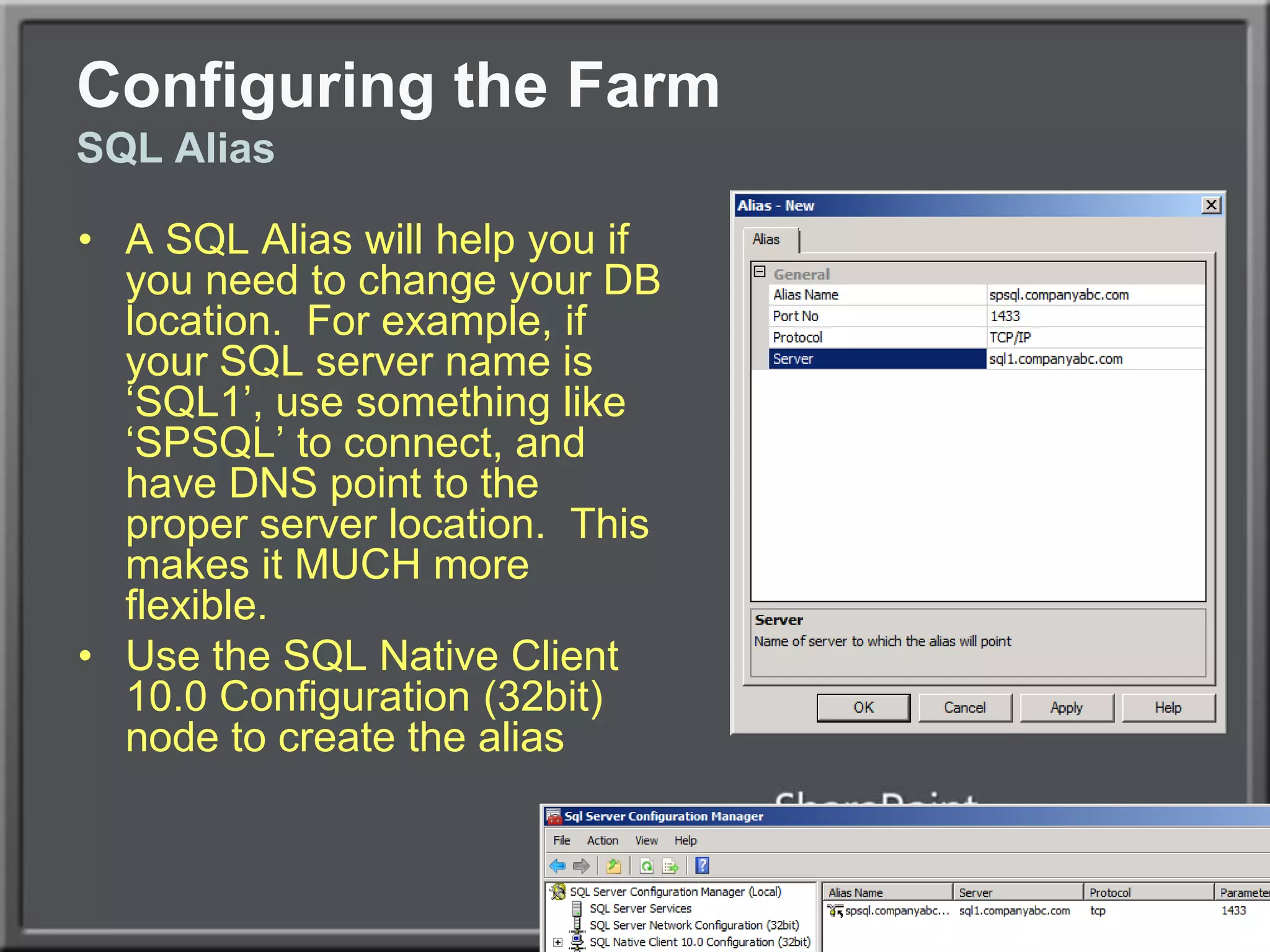 Configuring the Farm