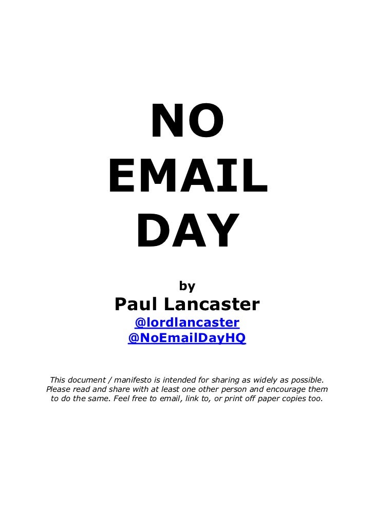 NO EMAIL DAY by Paul Lancaster