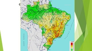 Geral ou Sistemática
Geográfica
- Detalhes planimétricos e altimétricos generalizados,
variando a precisão de acordo com a escala;
- Escalas pequenas, representando grandes áreas e
extensões (Mapas do Brasil e Estaduais)
CARTOGRAFIA
 