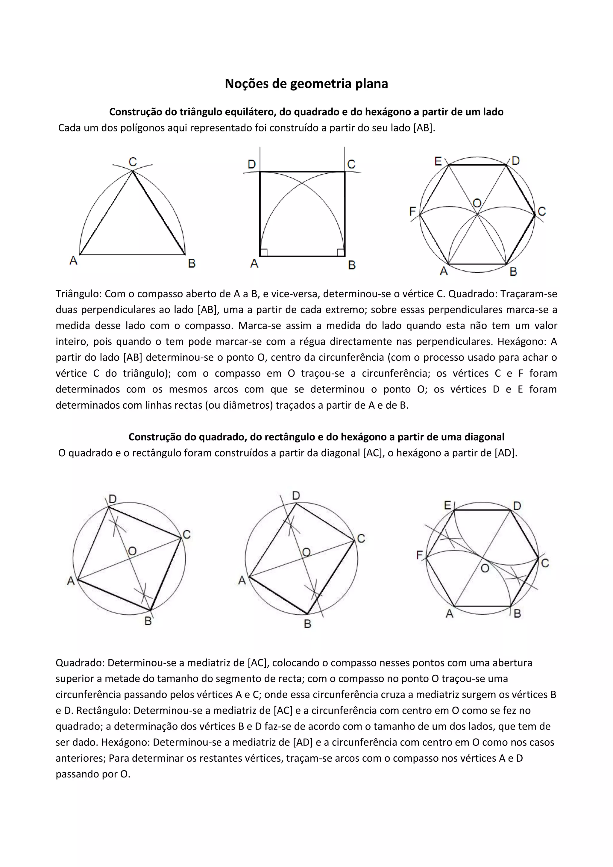 Noções de geometria plana construção de figuras planas | DOCX