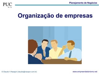 Planejamento de Negócios




                    Organização de empresas




© Claudio V.Nasajon (claudio@nasajon.com.br)     www.empreendedorismo.net
 