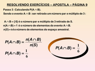 RESOLVENDO EXERCÍCIOS – APOSTILA – PÁGINA 9 