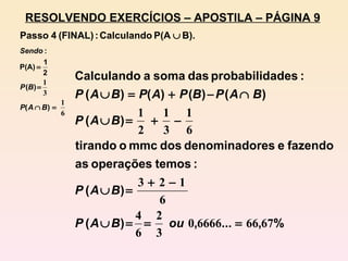 RESOLVENDO EXERCÍCIOS – APOSTILA – PÁGINA 9 