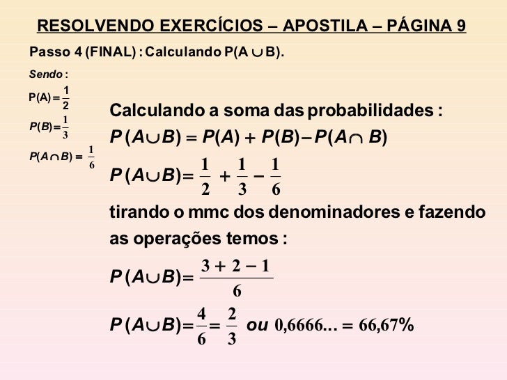 Formula de probabilidade Formula de probabilidade