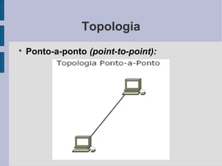 Topologia

    Ponto-a-ponto (point-to-point):
 