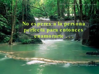 No esperes a la persona perfecta para entonces enamorarte . . . 