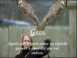 G ELO: Aquilo que a gente sente na espinha  quando o amor diz que vai  embora. 