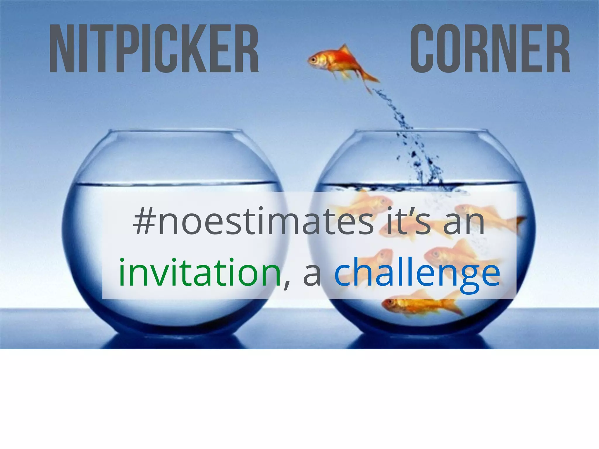 nitpicker corner
#noestimates it’s an
invitation, a challenge
 