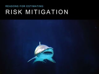 RISK MITIGATION
REASONS FOR ESTIMATING
 