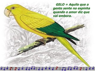 GELO = Aquilo que a gente sente na espinha quando o amor diz que vai embora.  