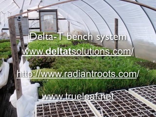Delta-T bench system
www.deltatsolutions.com/
http://www.radiantroots.com/
www.trueleaf.net
 