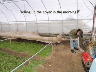 Rolling up the cover in the morning
 