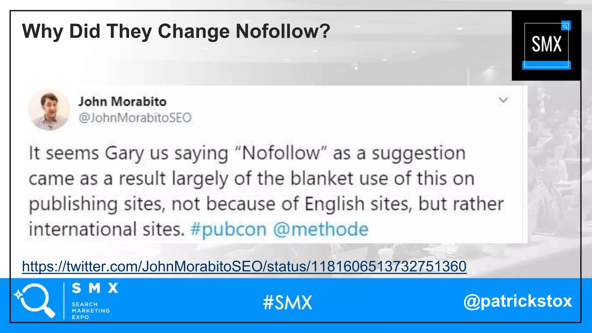 @patrickstox
https://twitter.com/JohnMorabitoSEO/status/1181606513732751360
Why Did They Change Nofollow?
 