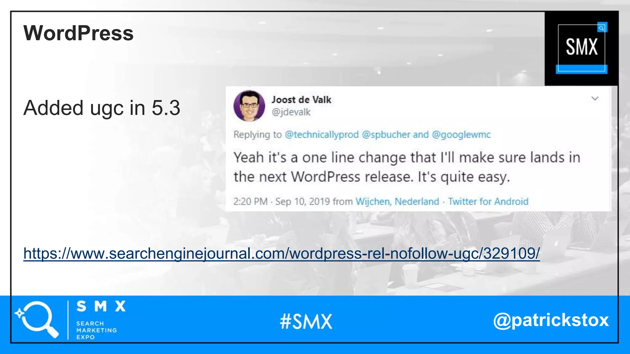 @patrickstox
Added ugc in 5.3
https://www.searchenginejournal.com/wordpress-rel-nofollow-ugc/329109/
WordPress
 