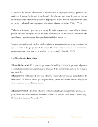 Modalidad Formal Educación no formal | PDF