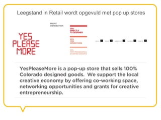 Leegstand in Retail wordt opgevuld met pop up stores
 