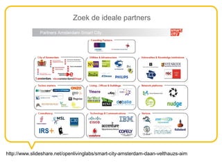 Zoek de ideale partners




http://www.slideshare.net/openlivinglabs/smart-city-amsterdam-daan-velthauzs-aim
 
