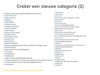 Creëer een nieuwe categorie (2)




http://en.wikipedia.org/wiki/List_of_adjectival_tourisms
 