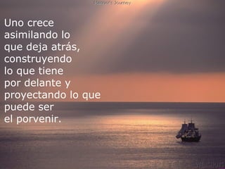 Uno crece
asimilando lo
que deja atrás,
construyendo
lo que tiene
por delante y
proyectandomucha gente que quise y que amo
        Perdí a lo que
puede ser gané el cariño y el ejemplo de sus vidas.
  todavía...Pero
el porvenir.
 