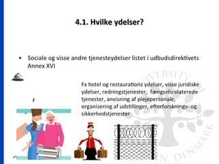 21
4.1. Hvilke ydelser?4.1. Hvilke ydelser?
 