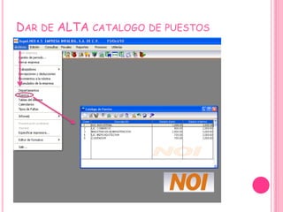 Dar de ALTA catalogo de puestos