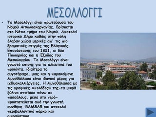 •

Πμ Ιεζμιυγγη είκαη πνςηεφμοζα ημο
Κμμμφ Αηηςιμαθανκακίαξ. Βνίζθεηαη
ζημ Κυηημ ημήμα ημο Κμμμφ. Απμηειεί
ηζημνηθυ Δήμμ θαζχξ ζηεκ πυιε
έιαβακ πχνα μενηθέξ απ' ηηξ πημ
δναμαηηθέξ ζηηγμέξ ηεξ Γιιεκηθήξ
Γπακάζηαζεξ ημο 1821, μη δφμ
Νμιημνθίεξ θαη ε Έλμδμξ ημο
Ιεζμιμγγίμο. Πμ Ιεζμιυγγη είκαη
γκςζηυ επίζεξ γηα ηα αιηεοηηθά ημο
πνμσυκηα, ηδηαίηενα ημ
αογμηάναπμ, μηαξ θαη ε παναθείμεκε
ιημκμζάιιαζα είκαη ηδακηθυ μένμξ γηα
ηπζομθαιιηένγεηεξ. Ε ιημκμζάιαζζα με
ηηξ γναθηθέξ «πειάδεξ» ηεξ-ηα μηθνά
λφιηκα ζπηηάθηα πάκς ζε
παζζάιμοξ, μέζα ζημ κενυπνμζηαηεφεηαη απυ ηεκ γκςζηή
ζοκζήθε RAMSAR θαη απμηειεί
πενηβαιιμκηηθυ πάνθμ θαη

 