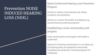 NOISE INDUCED HEARING LOSS (NIHL) | PPTX