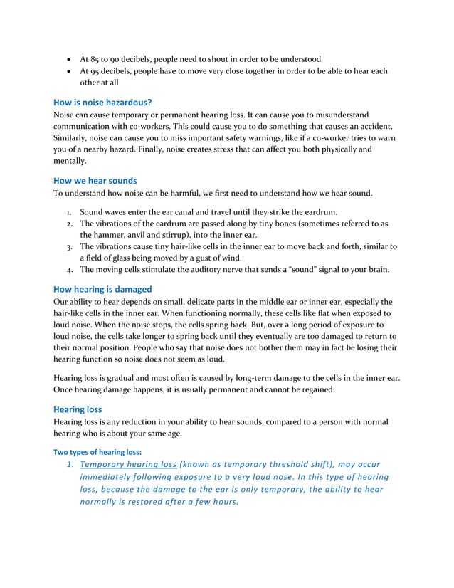 Noise and hearing conservation | PDF