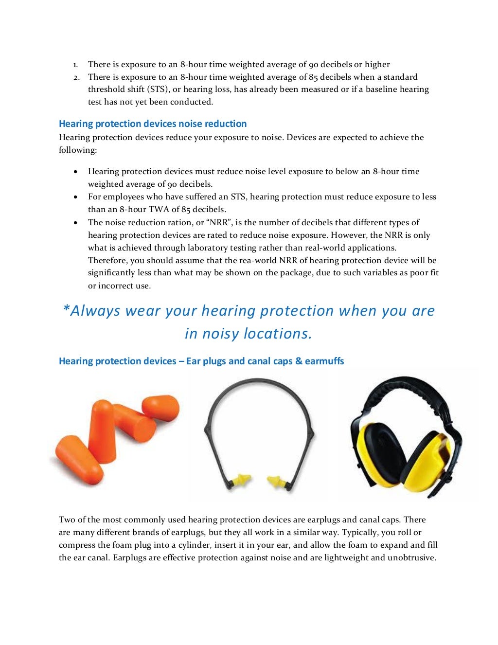 Noise and hearing conservation