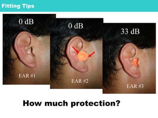 How much protection?
0 dB
0 dB
33 dB
EAR #1
EAR #2
EAR #3
Fitting Tips
 