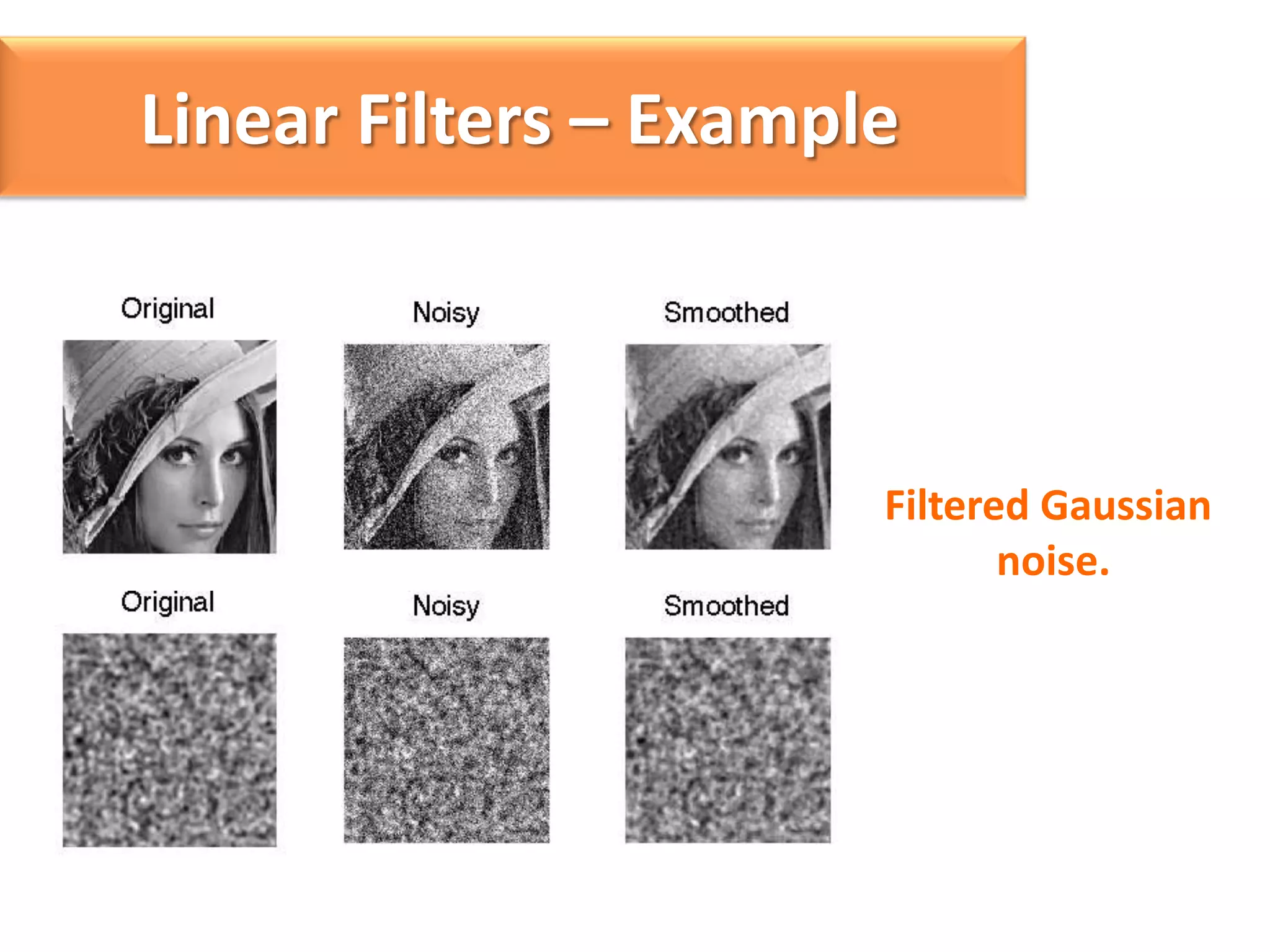 Linear Filters – Example

Filtered Gaussian
noise.

 