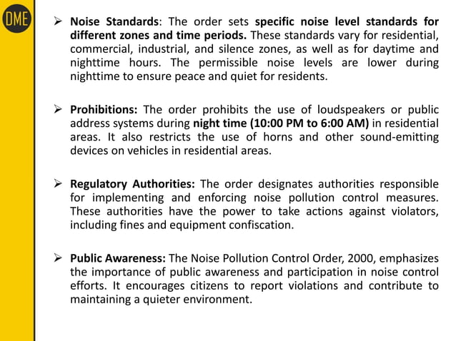 Noise pollution control order notes for law | PDF