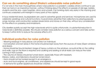 Noise pollution in dhaka and remedies | PDF
