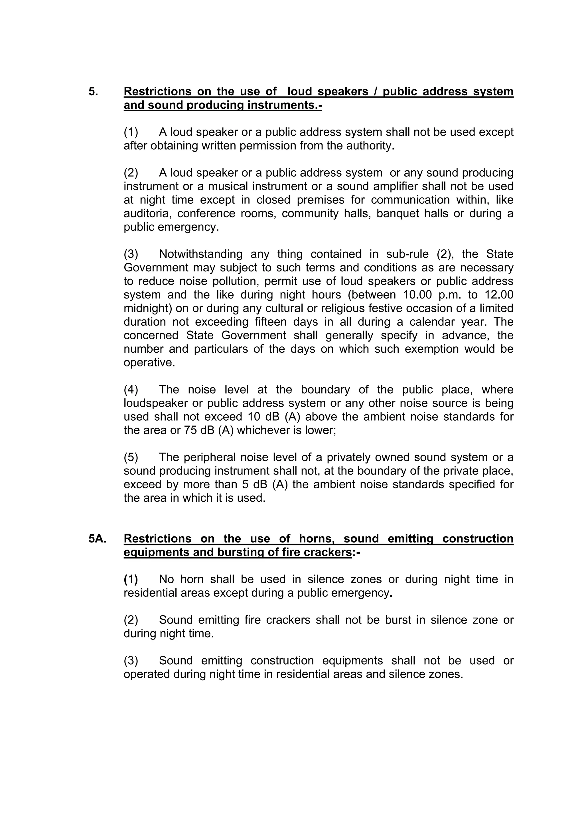 THE NOISE POLLUTION (REGULATION AND CONTROL) RULES, 2000, India | PDF
