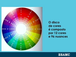 O disco
de cores
é composto
por 12 cores
e 96 nuances
 