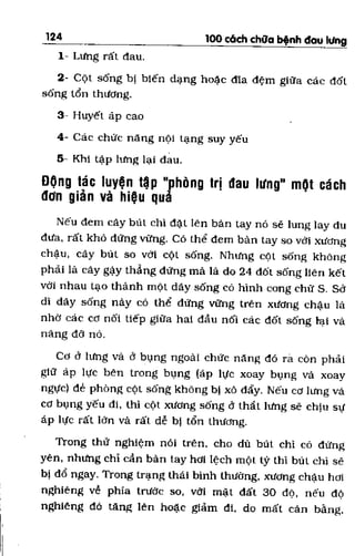 100 CÁCH CHỮA  BỆNH ĐAU LƯNG