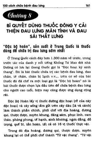 100 CÁCH CHỮA  BỆNH ĐAU LƯNG