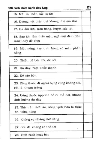 100 CÁCH CHỮA  BỆNH ĐAU LƯNG