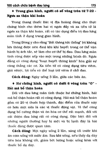 100 CÁCH CHỮA  BỆNH ĐAU LƯNG