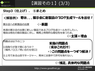 /
GOOD FIND
http://www.goodfind.jp/ SLOGAN Inc.
Σ(3/3)
Copyright by K Consulting Co., Ltd.

չʾؤuƷγչ
Lչʾγչ¤uƷǤ֥ɥĩ`
ɤθuƷˌϕrgĤʃλԤ򱣤Ĥᡣ
}¤ζ
ٶȡ꤬g˺Ϥ
Ϥ碌ڣ
˾Ǥɽޥͩ``פ˳ФSɤȡʤ
Step3Ϥ. ݤޤȤ
ҪϡչʾuƷΥ֥ɥĩ`
gʩΆ}
gϤ
<=
<=}
=>Ά}һĤĽQ
<=a㡢Ĥʆ}
 