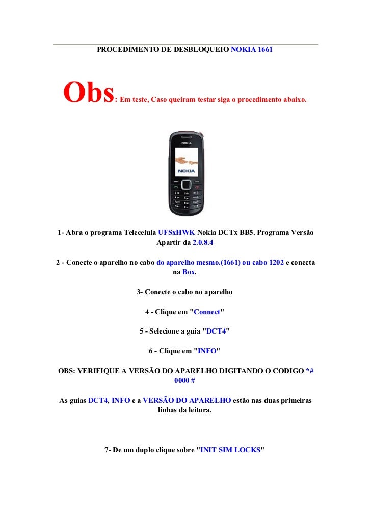 Nokia 1661 Desbloqueio