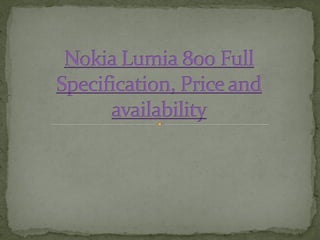 Nokia lumia 800 full specification