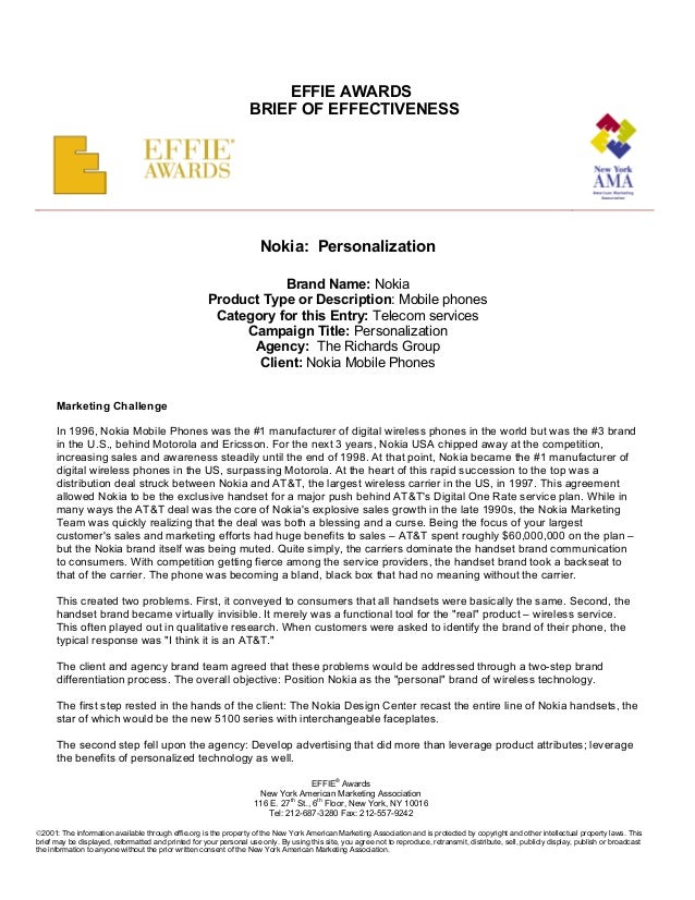 nokia marketing brief case study marketing breif